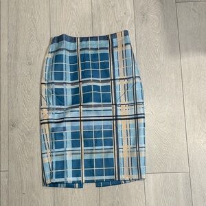 Stylein Blue and Cream Plaid Pencil Skirt